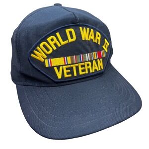 Eagle Crest World War II Veteran Hat Navy Blue Snapback Made in USA Cap